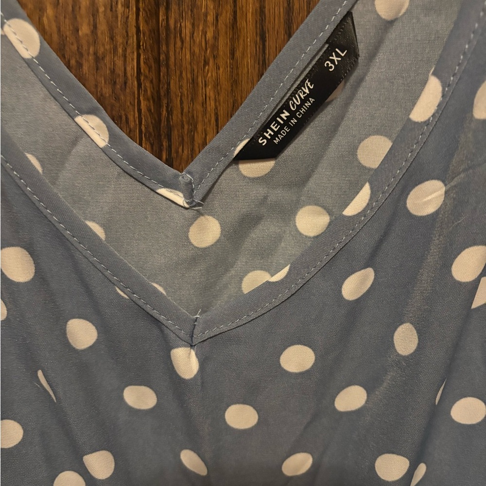 SHEIN Back Keyhole Ruffled Sleeve Blouse - Picture 3 of 5